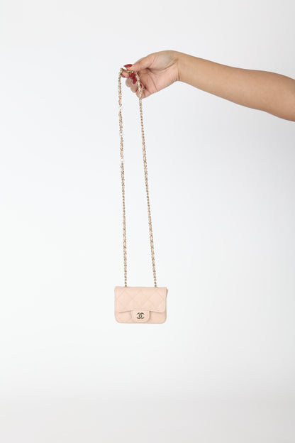 Chanel Caviar 22C Beige Cardholder Belt Bag