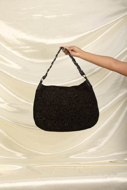 Chanel Suede Camellia Hobo