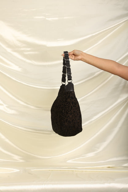 Chanel Suede Camellia Hobo