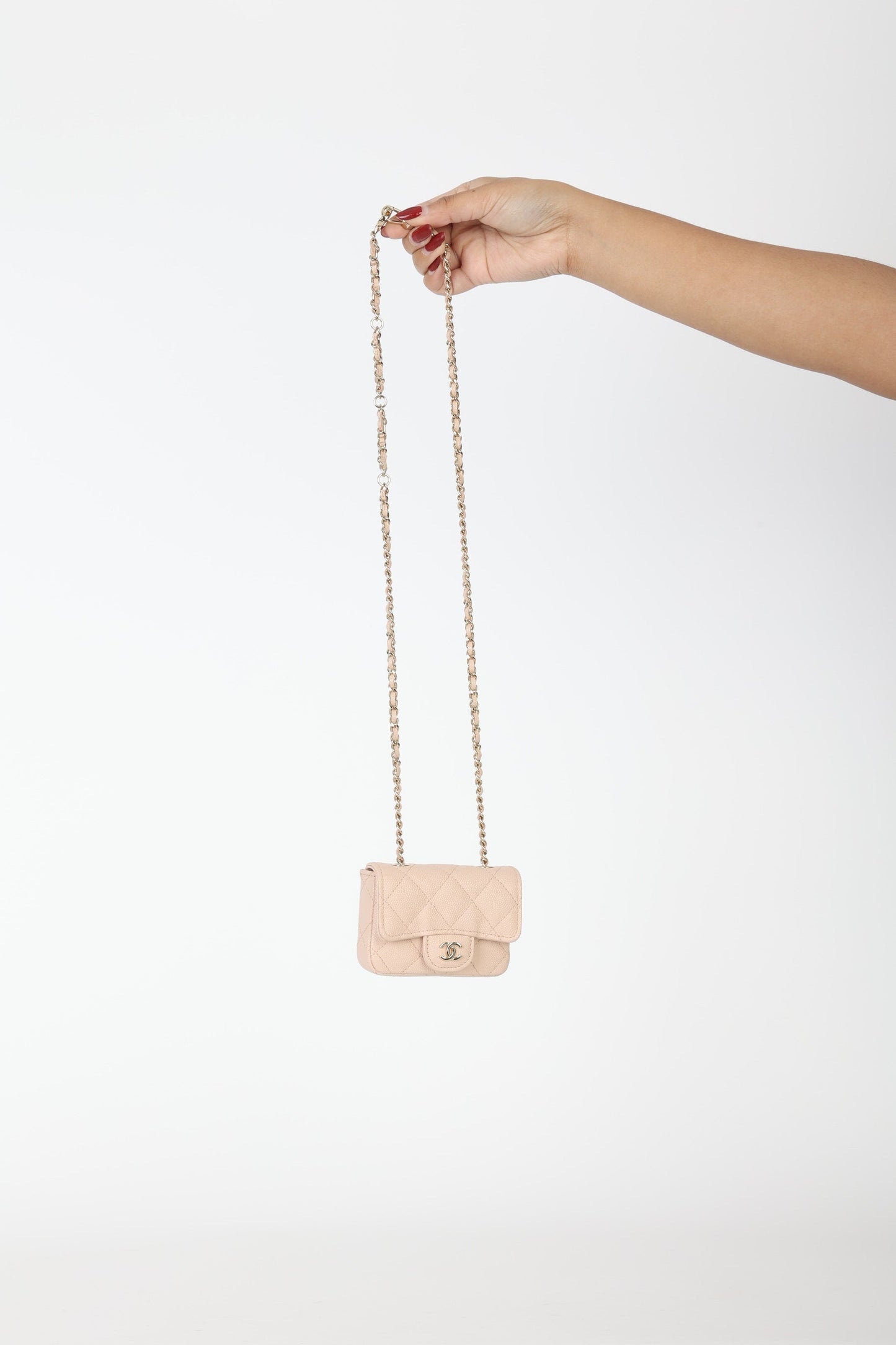 Chanel Caviar 22C Beige Cardholder Belt Bag