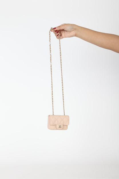 Chanel Caviar 22C Beige Cardholder Belt Bag