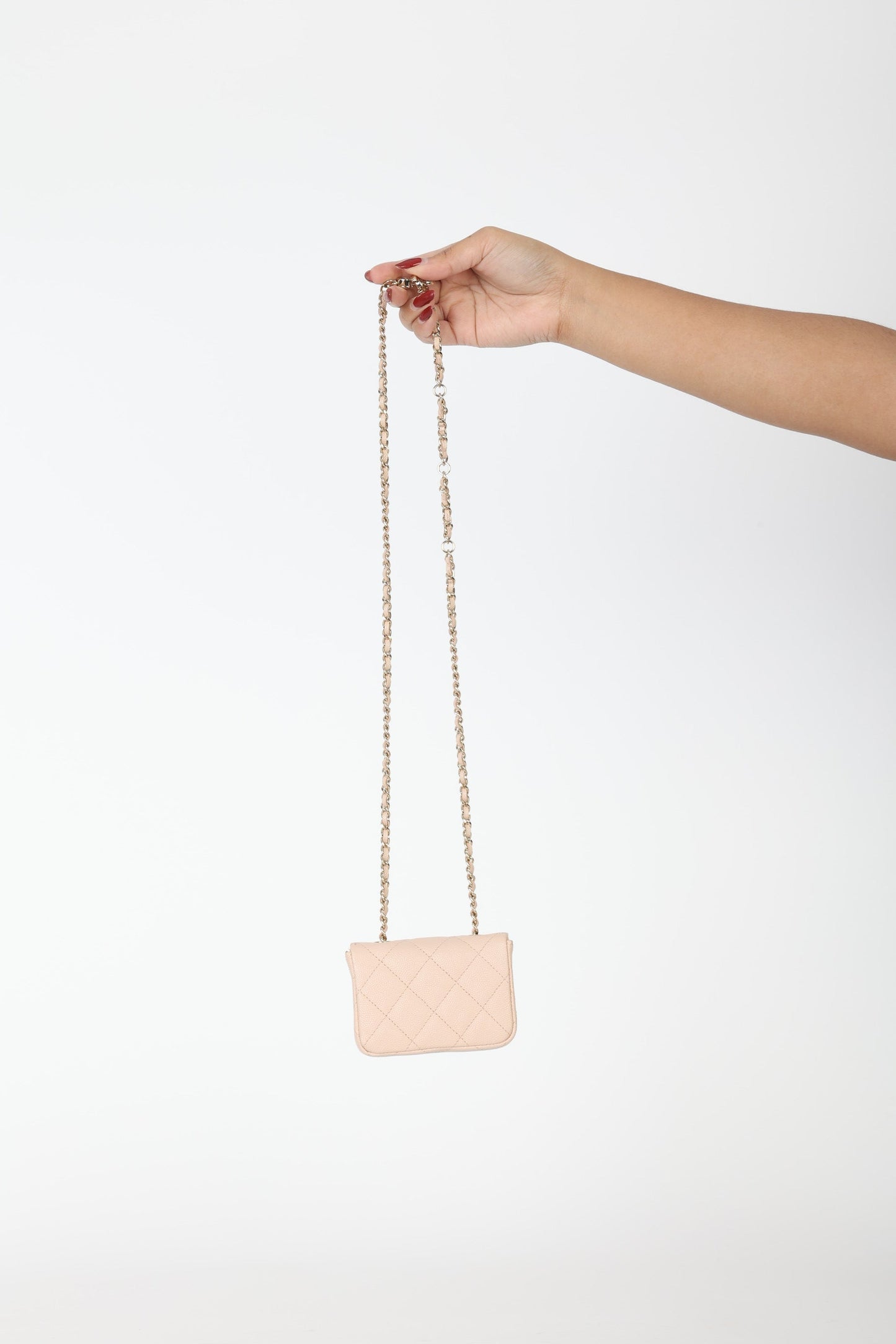 Chanel Caviar 22C Beige Cardholder Belt Bag