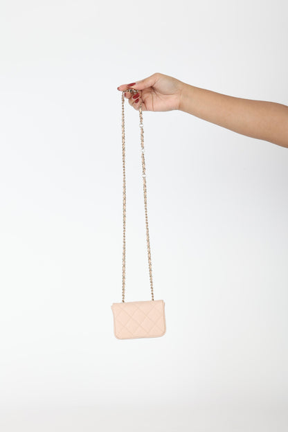 Chanel Caviar 22C Beige Cardholder Belt Bag