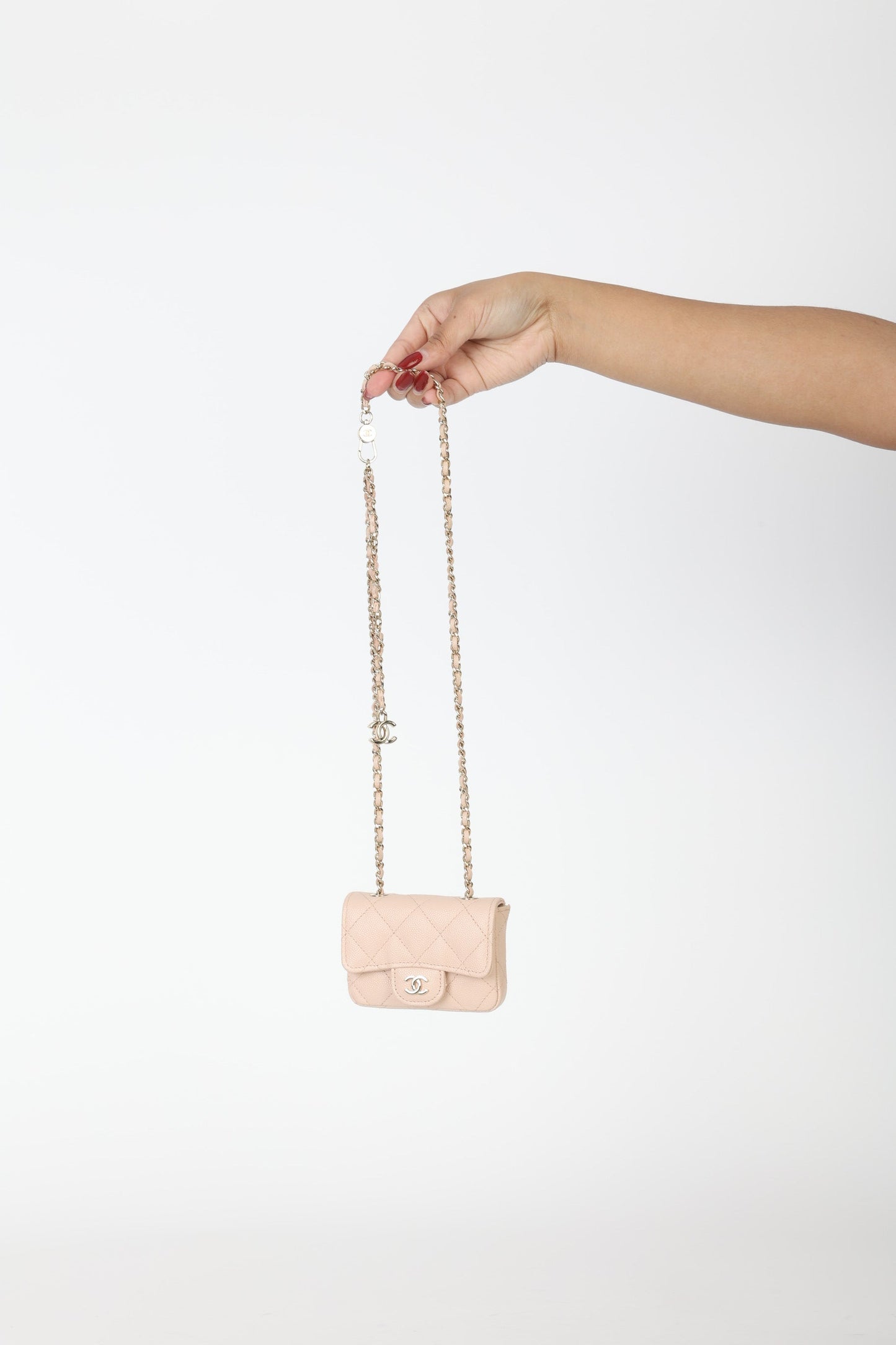Chanel Caviar 22C Beige Cardholder Belt Bag