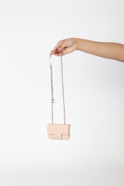 Chanel Caviar 22C Beige Cardholder Belt Bag