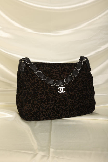 Chanel Suede Camellia Hobo