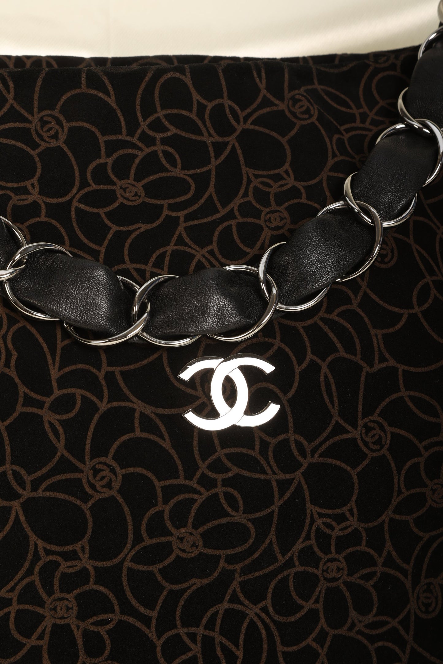 Chanel Suede Camellia Hobo