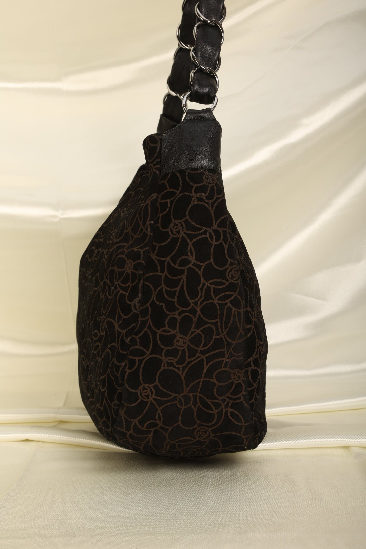 Chanel Suede Camellia Hobo
