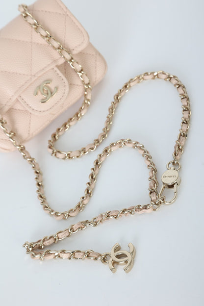 Chanel Caviar 22C Beige Cardholder Belt Bag