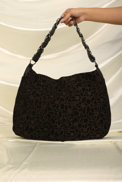 Chanel Suede Camellia Hobo