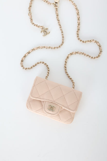 Chanel Caviar 22C Beige Cardholder Belt Bag