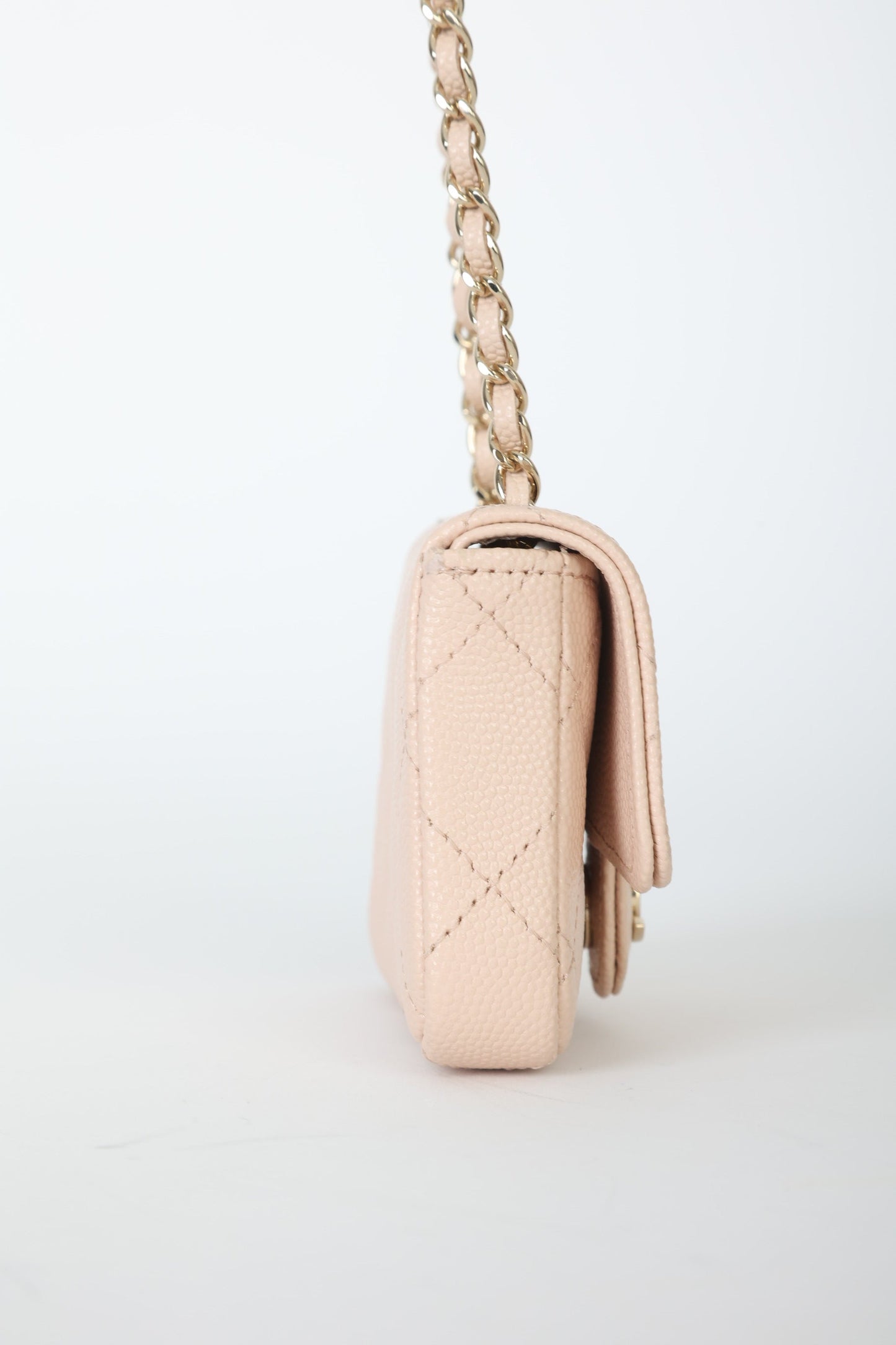 Chanel Caviar 22C Beige Cardholder Belt Bag