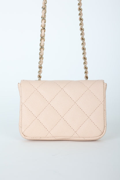 Chanel Caviar 22C Beige Cardholder Belt Bag