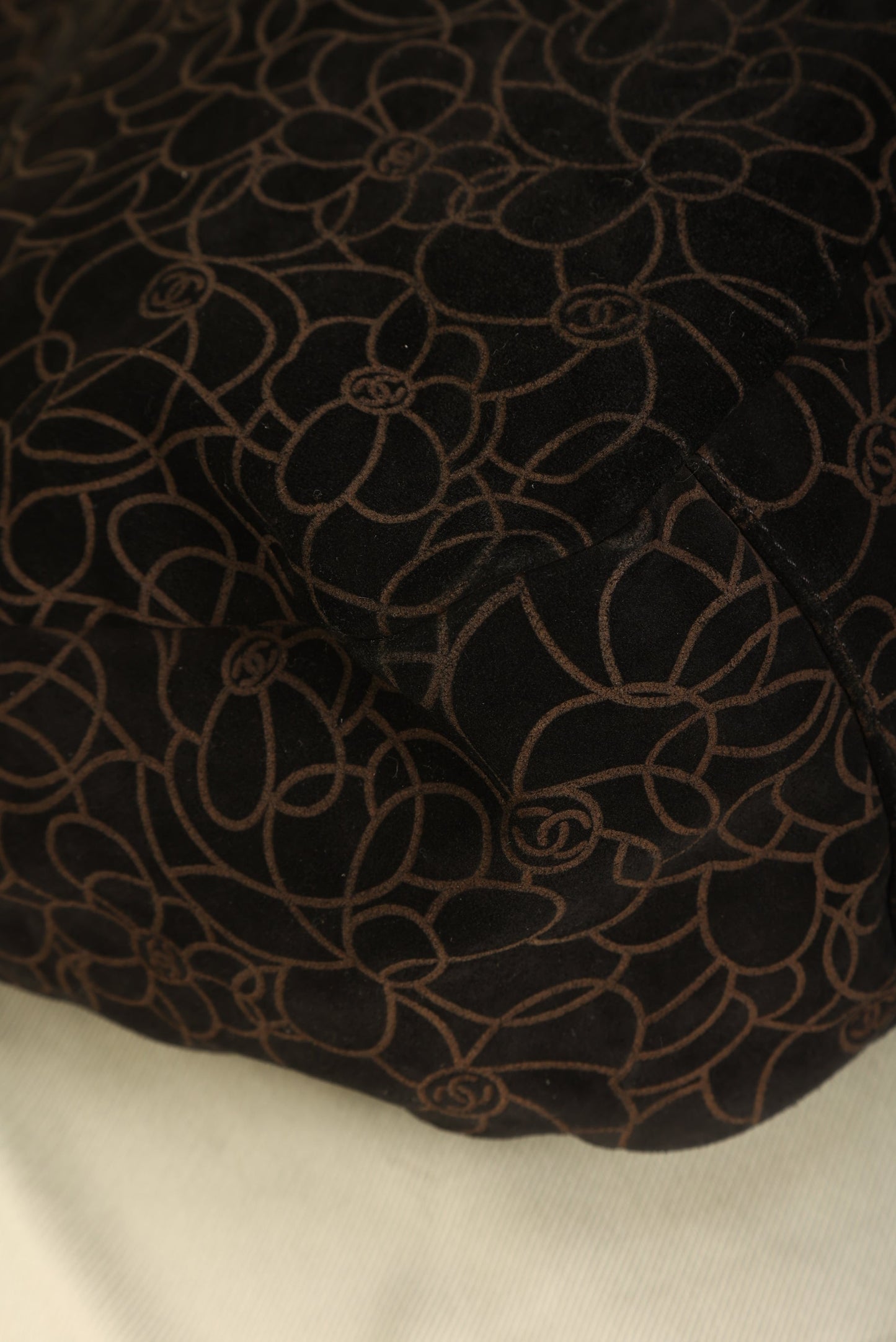 Chanel Suede Camellia Hobo