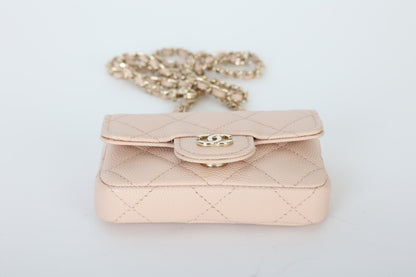 Chanel Caviar 22C Beige Cardholder Belt Bag