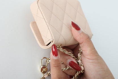 Chanel Caviar 22C Beige Cardholder Belt Bag
