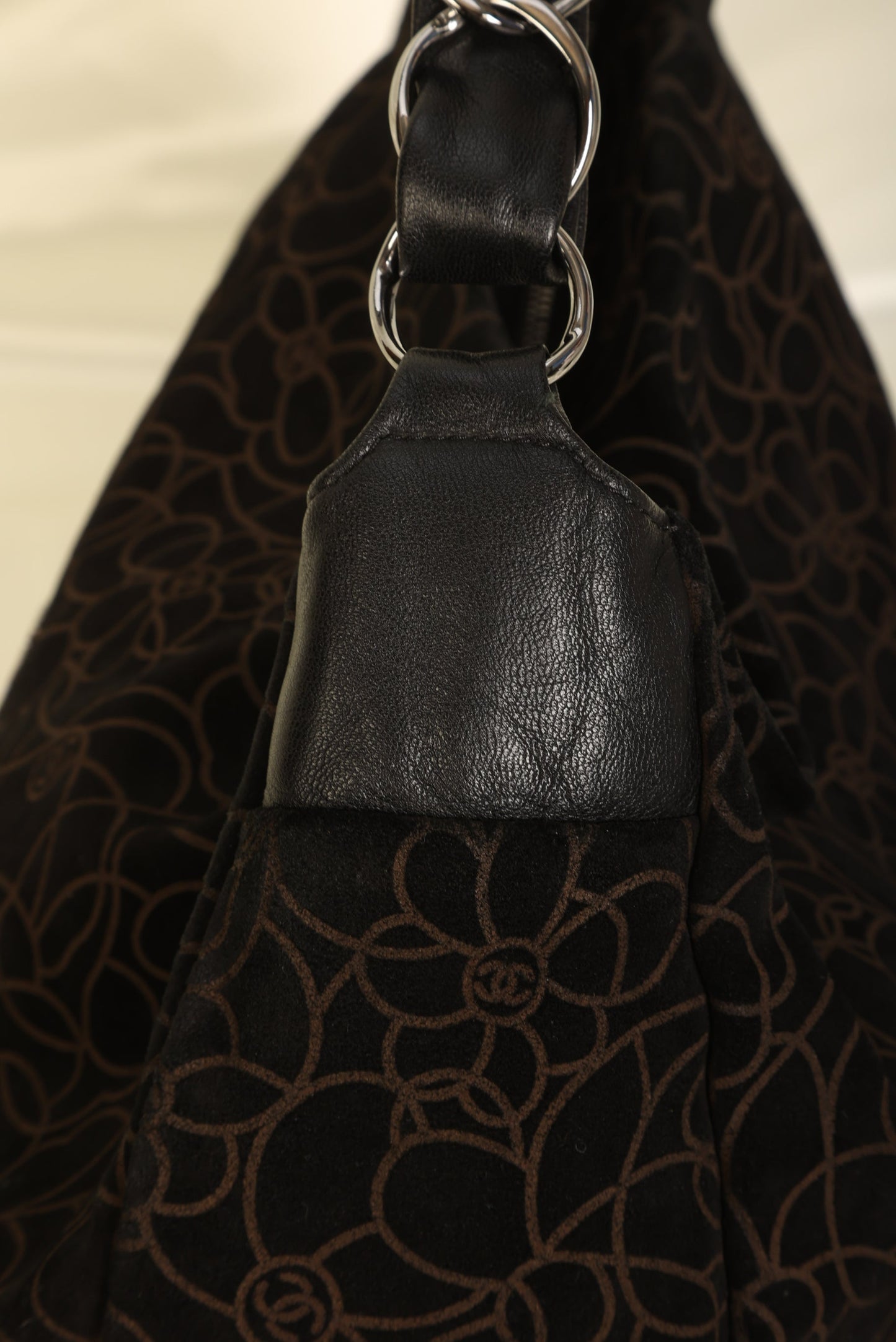 Chanel Suede Camellia Hobo