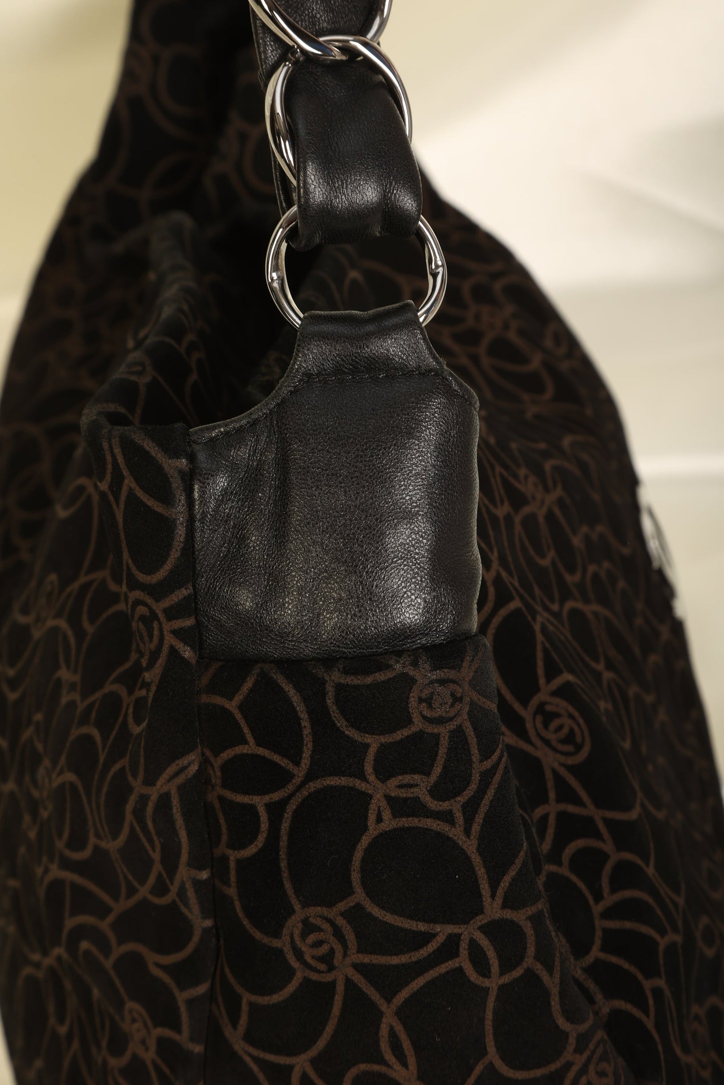 Chanel Suede Camellia Hobo