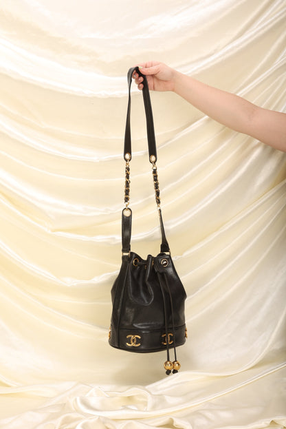 Chanel Caviar Logo Mini Bucket