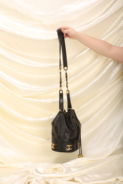 Chanel Caviar Logo Mini Bucket
