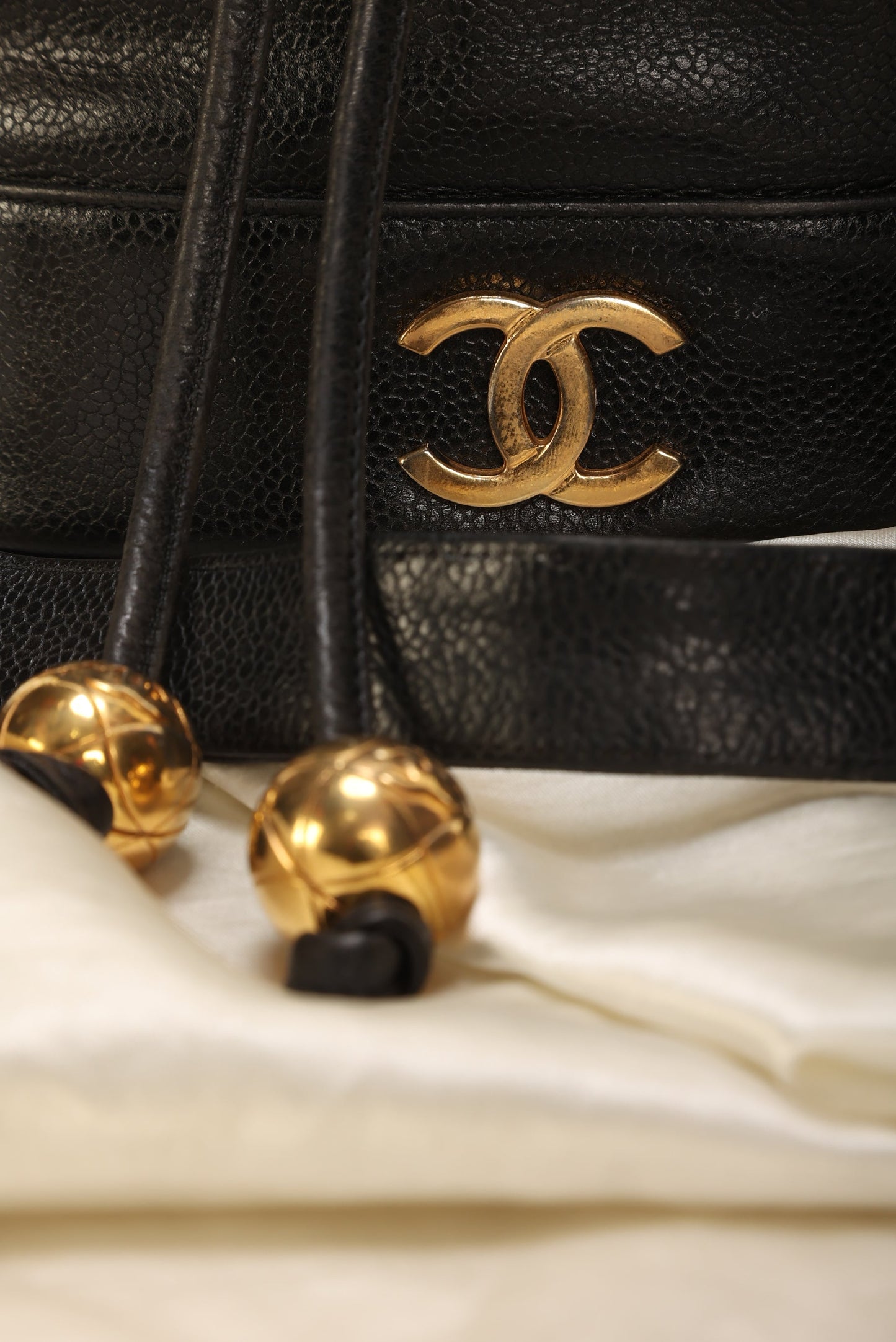 Chanel Caviar Logo Mini Bucket