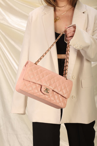 Extremely Rare 2004 Chanel Caviar Pink Double Flap