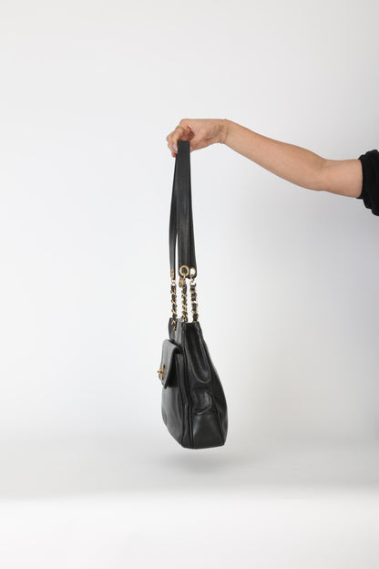 Chanel 1991 Double-Sided Caviar Turnlock Tote
