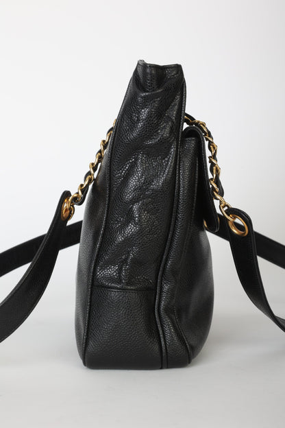 Chanel 1991 Double-Sided Caviar Turnlock Tote