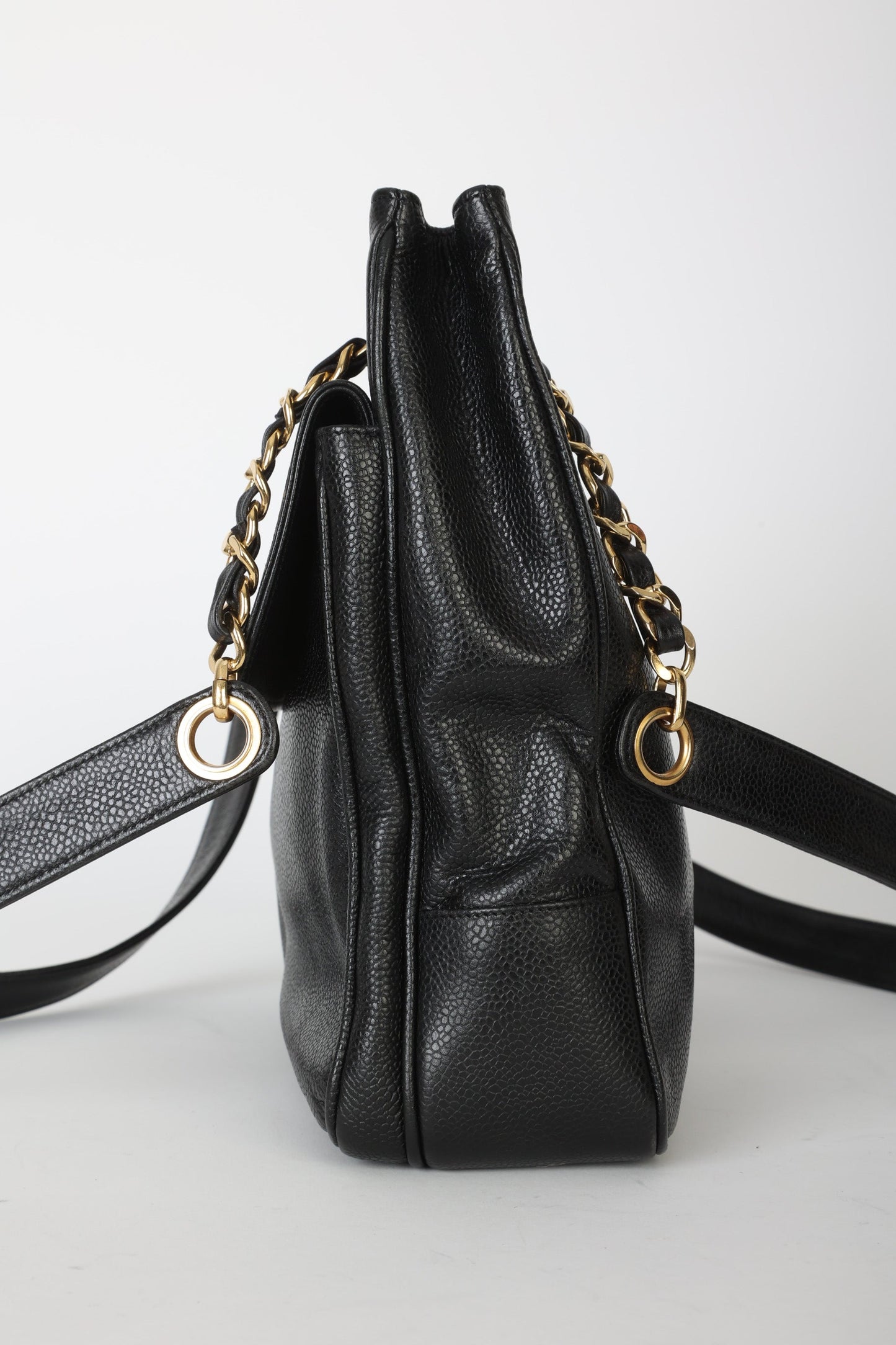Chanel 1991 Double-Sided Caviar Turnlock Tote