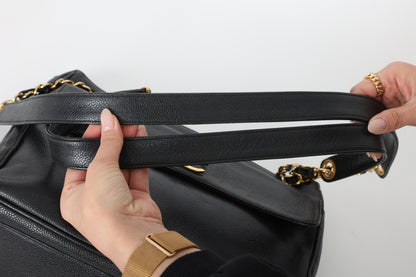 Chanel 1991 Double-Sided Caviar Turnlock Tote