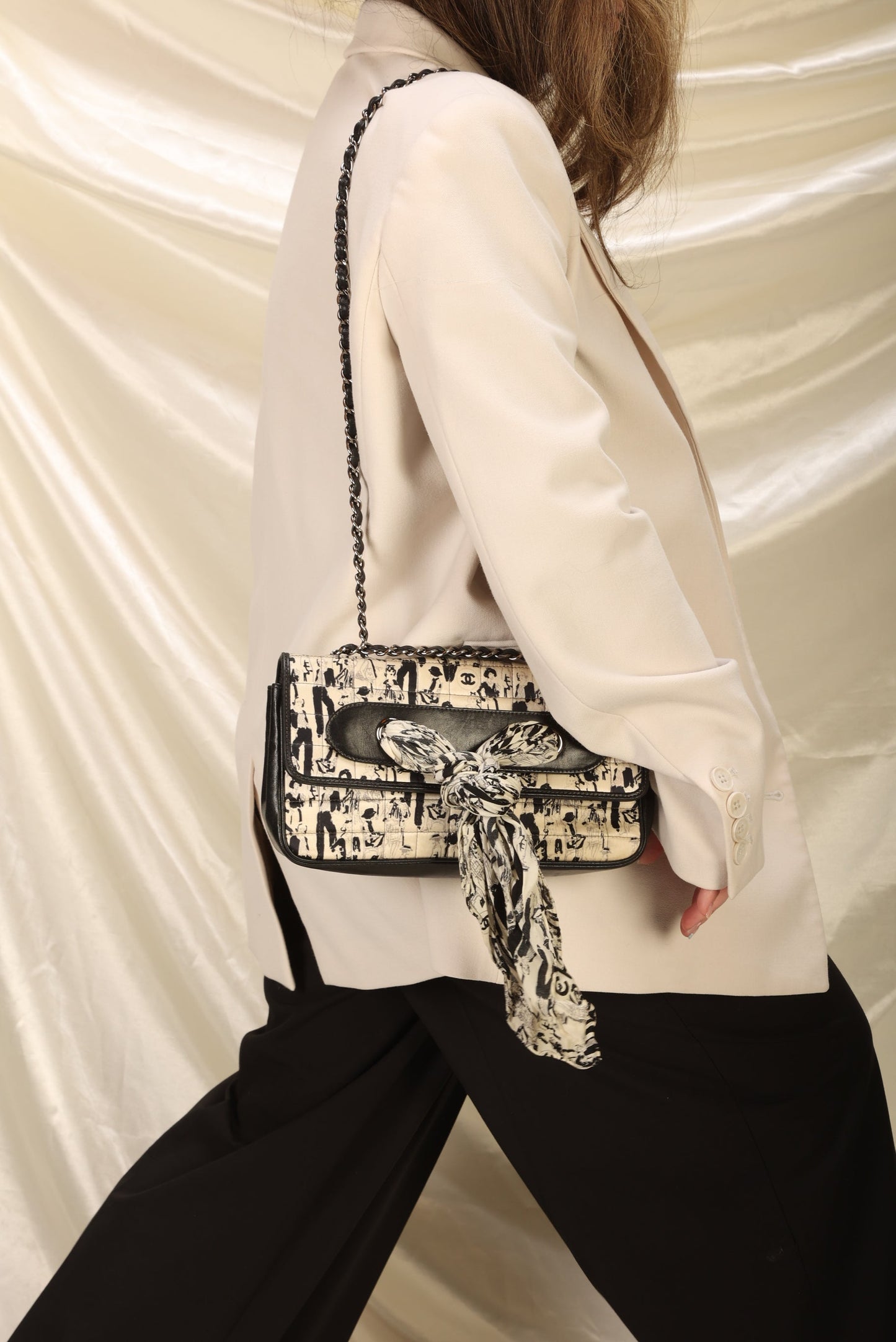 Extremely Rare Chanel Satin Coco Scarf Flap Bag