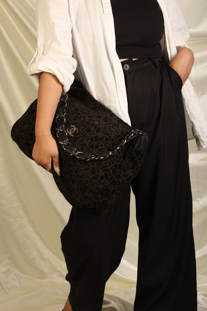Chanel Suede Camellia Hobo