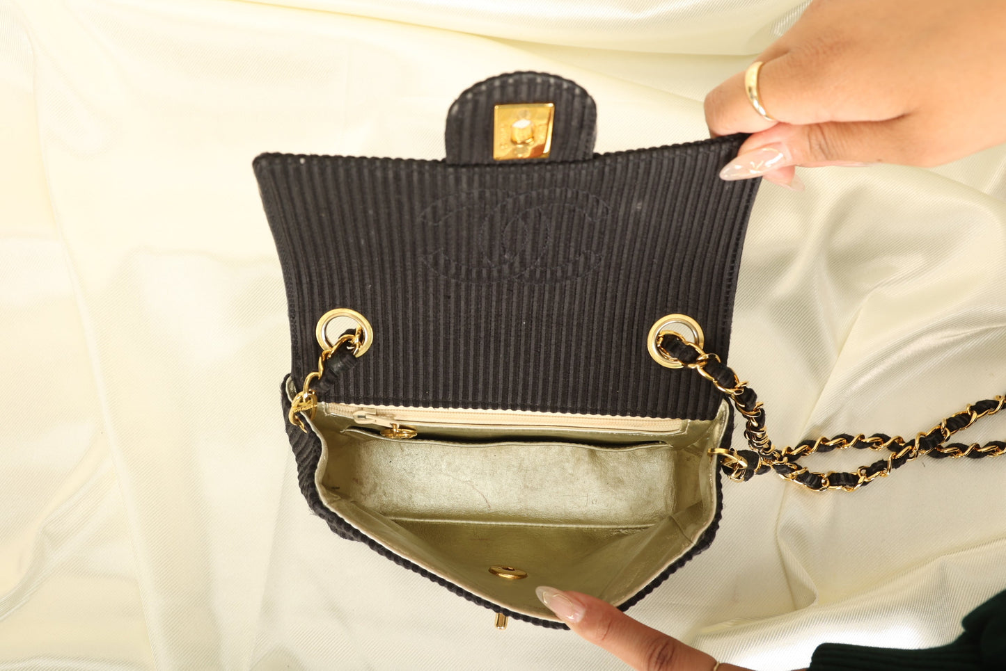 Chanel Satin Quilted Flap Bag