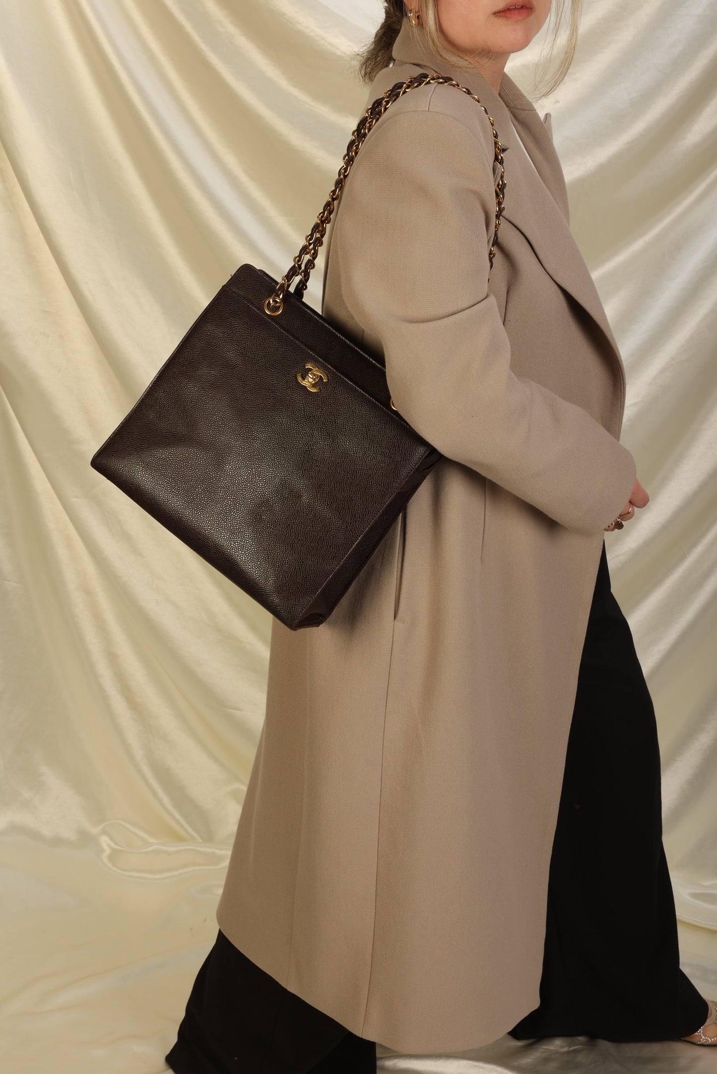 Chanel Caviar Turnlock Tote