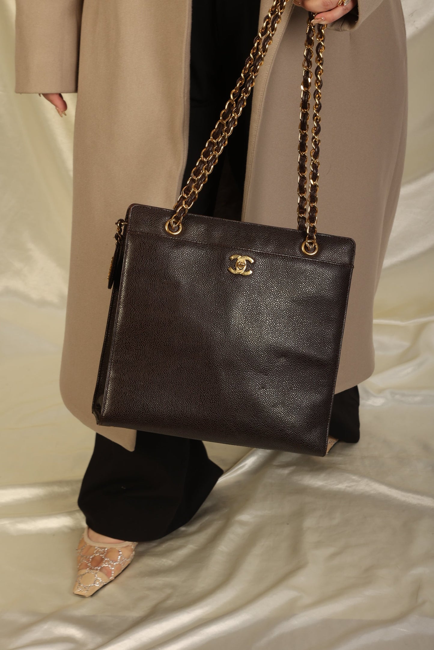 Chanel Caviar Turnlock Tote