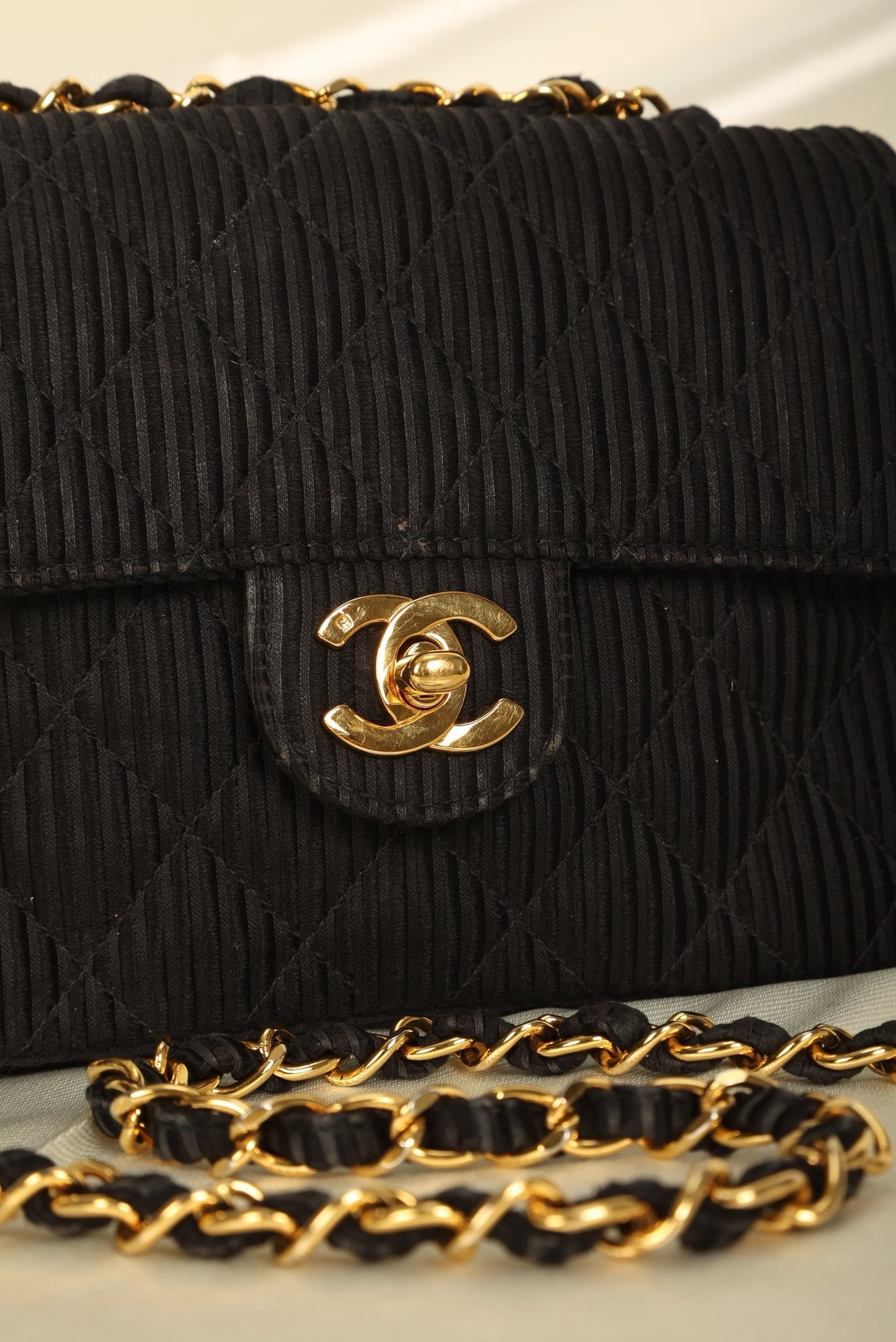 Chanel Satin Quilted Flap Bag