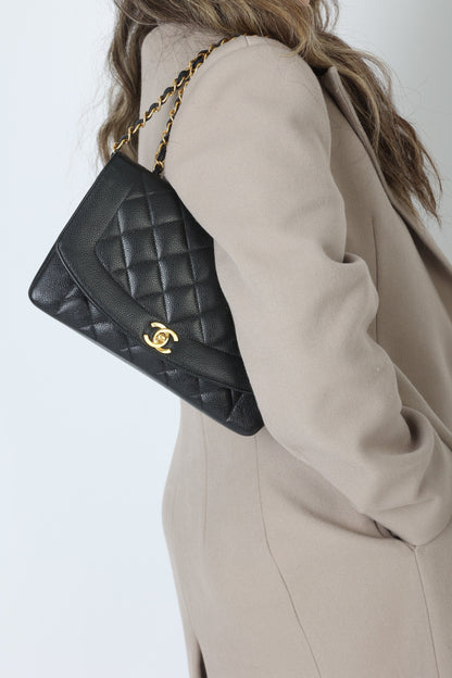 Extremely Rare Chanel 1989 Caviar Medium Diana