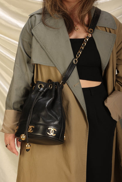 Chanel Caviar Logo Mini Bucket