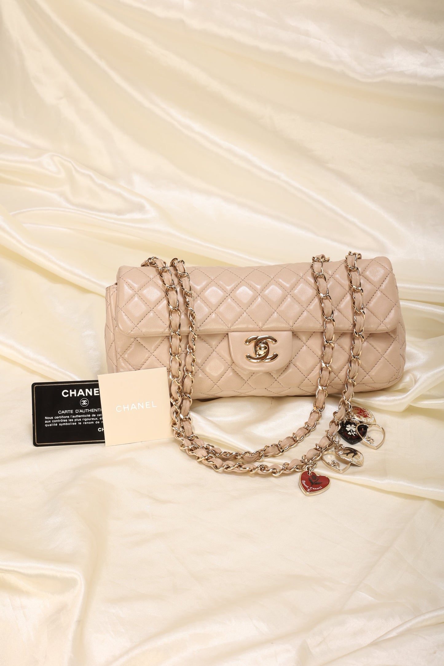 Extremely Rare Limited Edition Chanel Lambskin Heart Baguette