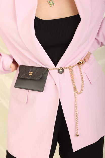 Extremely Rare Chanel 2005 Satin Trapezoid Bijoux Chain with Pouch