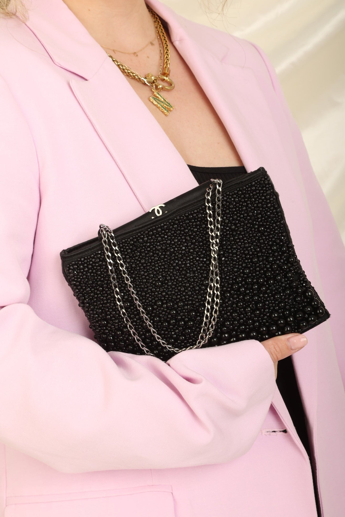 Extremely Rare Chanel 2000 Beaded Mini Chain Tote
