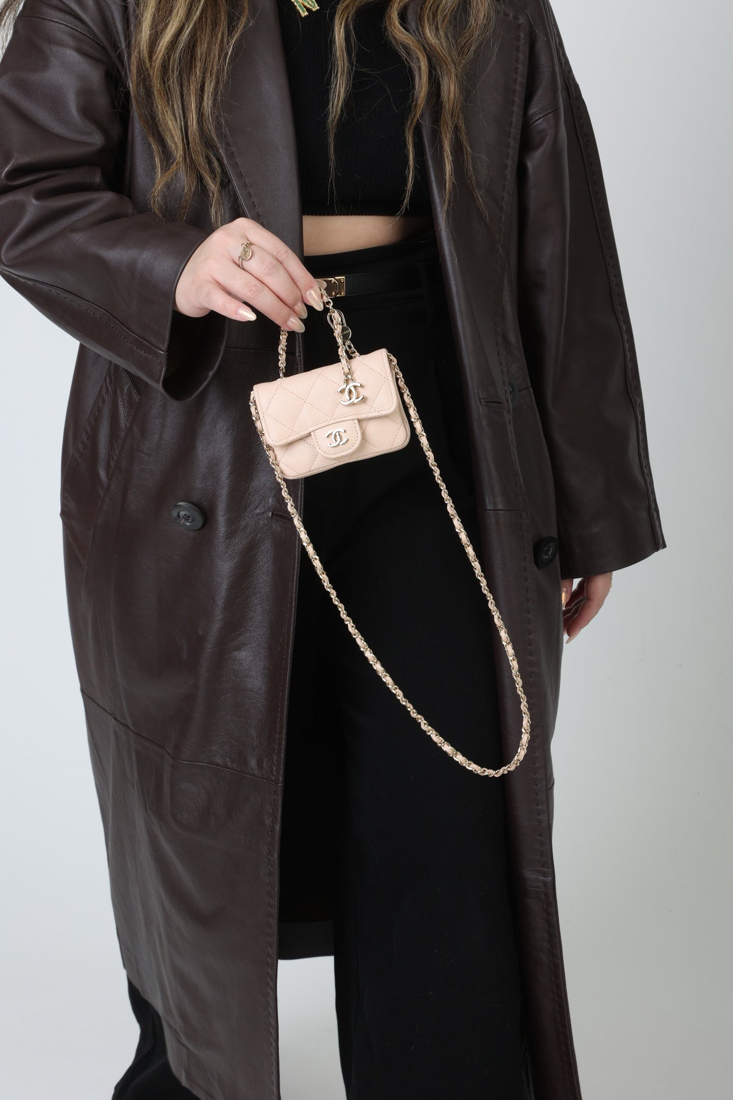 Chanel Caviar 22C Beige Cardholder Belt Bag