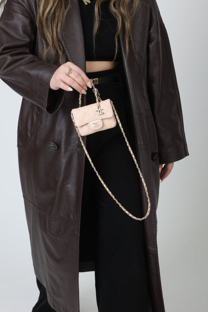 Chanel Caviar 22C Beige Cardholder Belt Bag