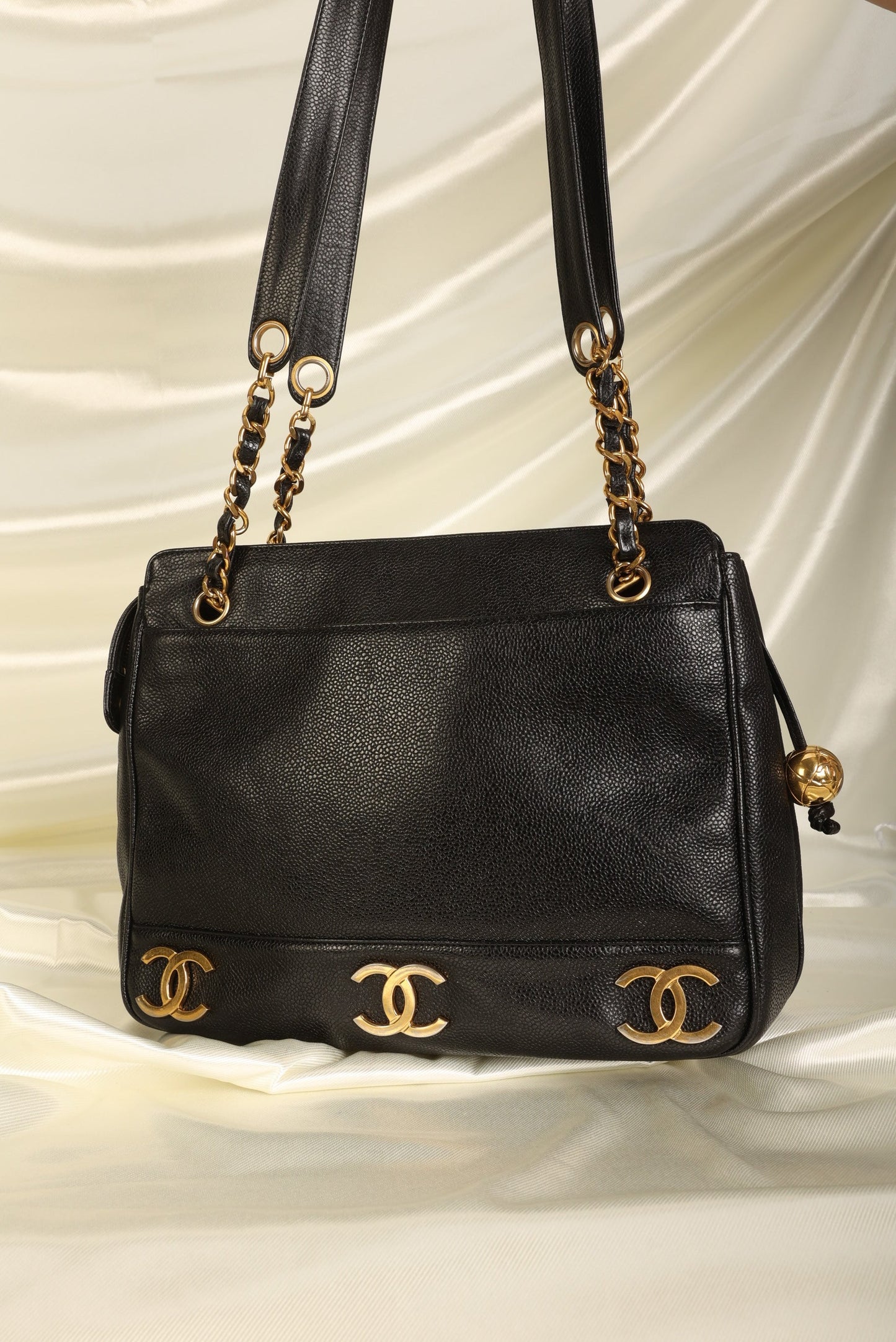 Chanel Caviar Logo Tote