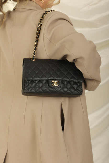 Chanel 2002 Caviar Medium Double Flap