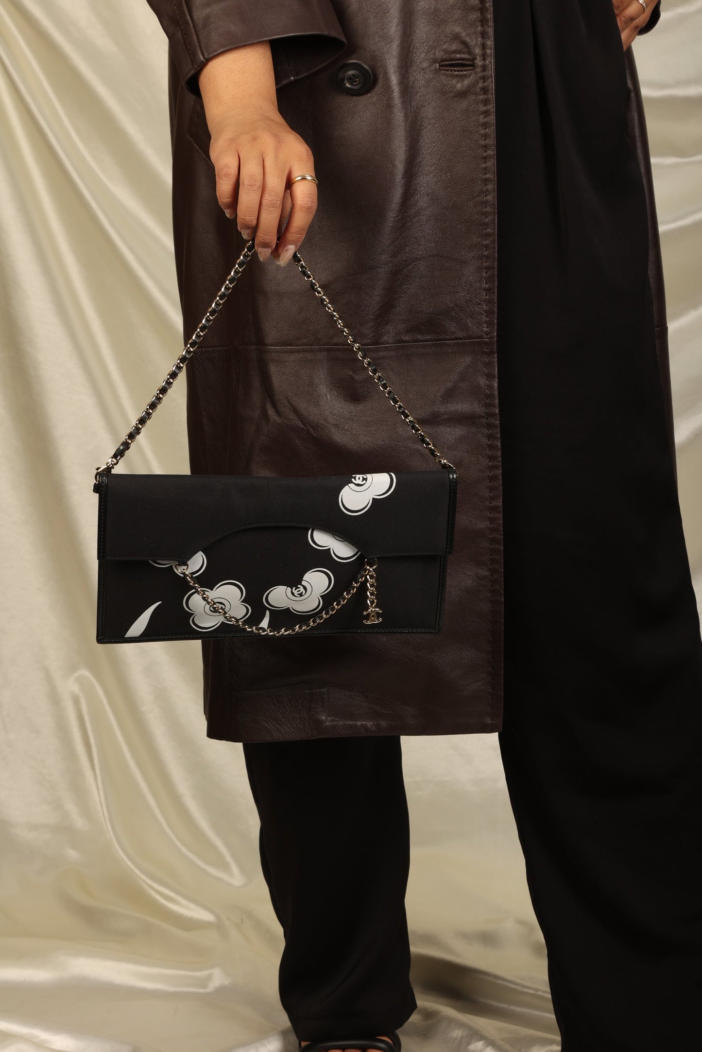 Extremely Rare Chanel Camellia CC Chain Pochette