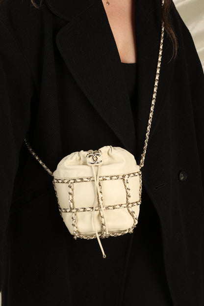 Chanel 2020 Frame Chain Basket Mini Bucket Bag