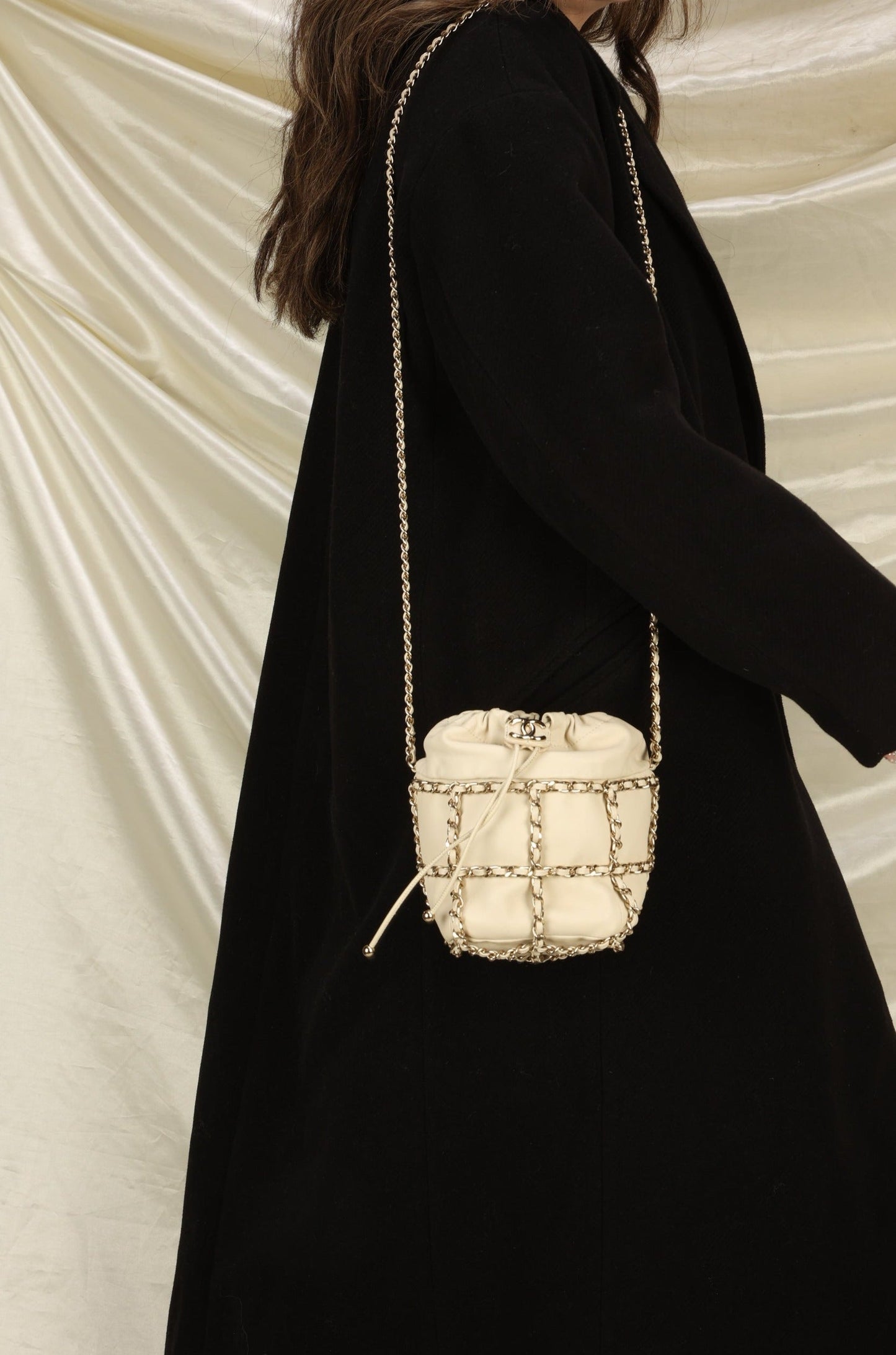 Chanel 2020 Frame Chain Basket Mini Bucket Bag