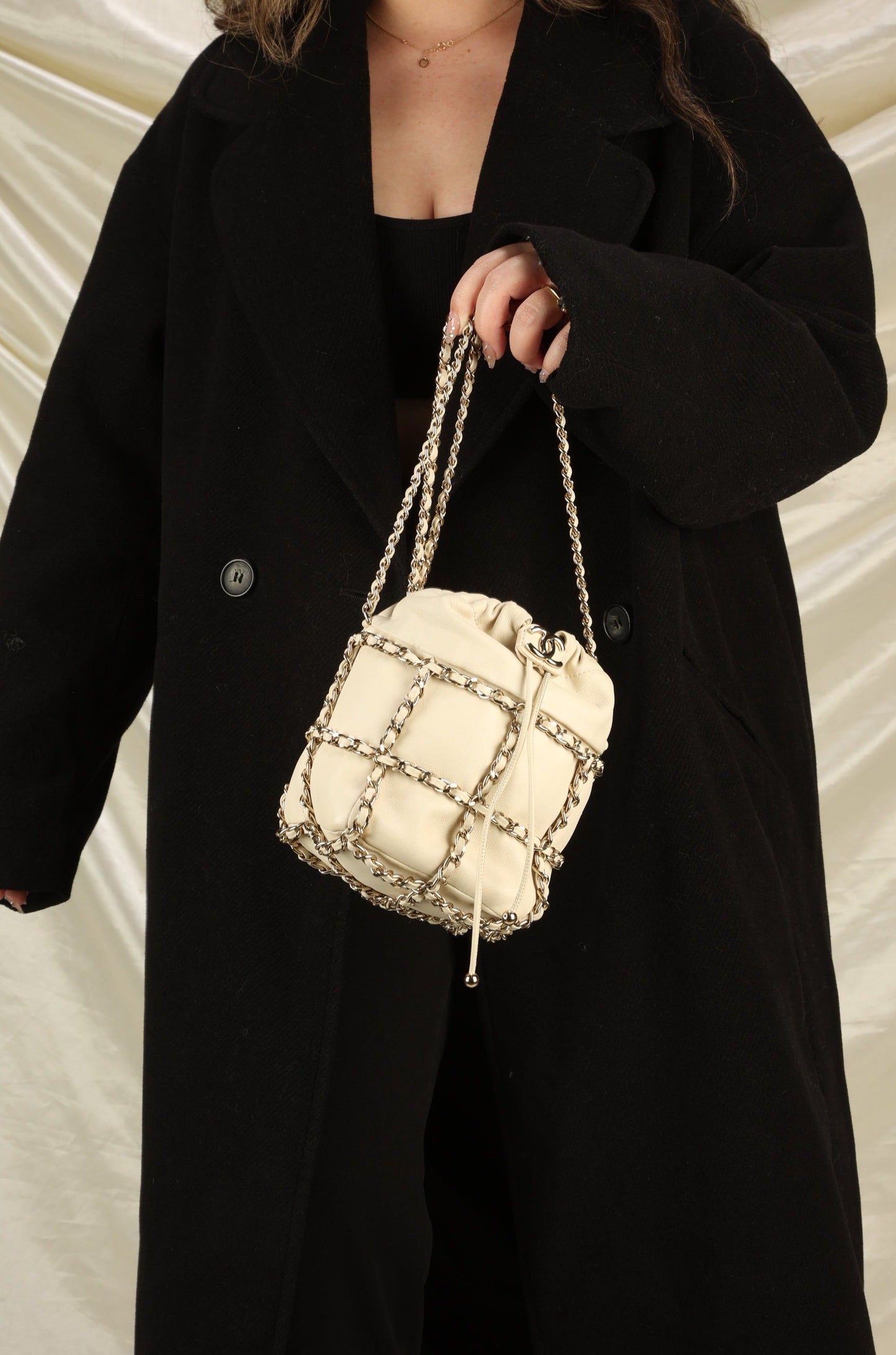 Chanel 2020 Frame Chain Basket Mini Bucket Bag