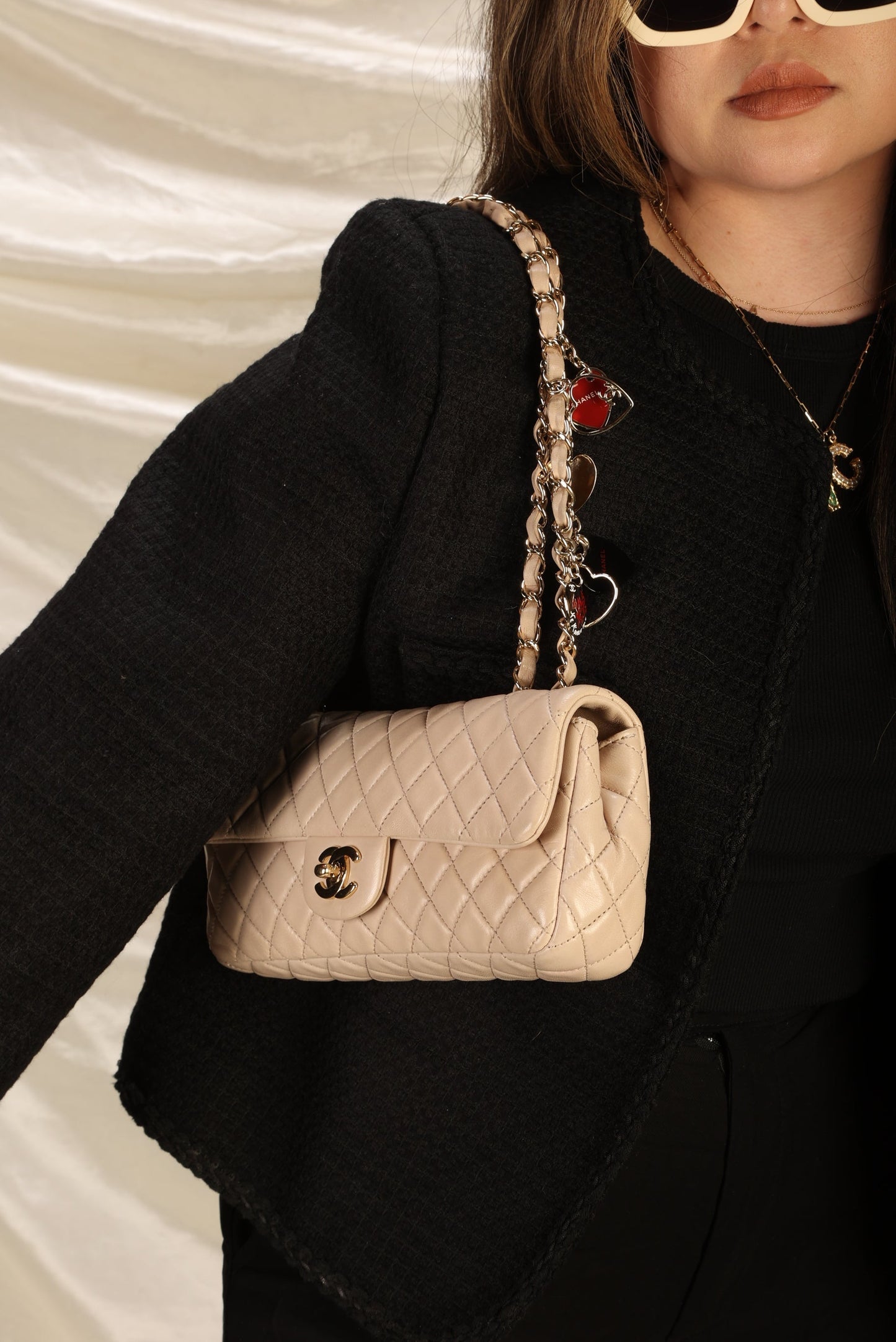 Extremely Rare Limited Edition Chanel Lambskin Heart Baguette